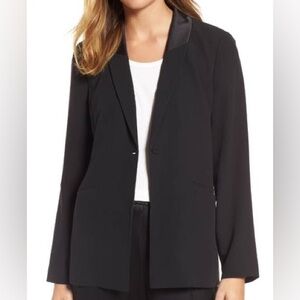 Eileen Fisher Black Stretch Ponte Blazer Jacket Size XL Office Career Viscose